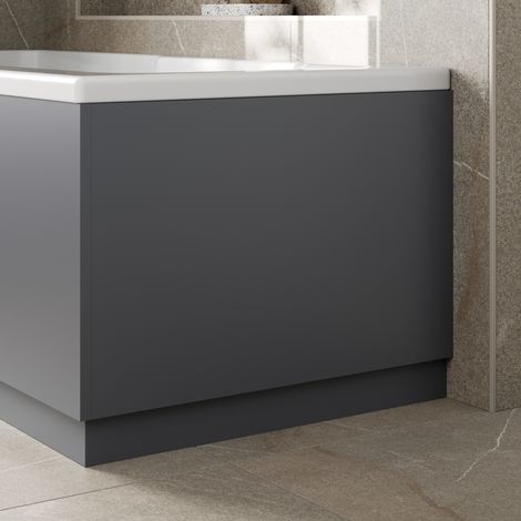 Modern Bathroom 750mm End Bath Panel 18mm MDF Grey Gloss Wooden Plinth Easy Cut (1/4)