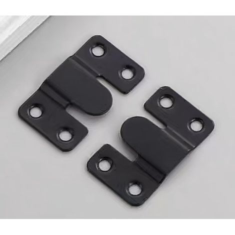 Set di 20 morsetti di fissaggio per mobili resistenti - Fibbie a muro ad incastro in acciaio inox da 55 mm x 30 mm - Neri (1/5)