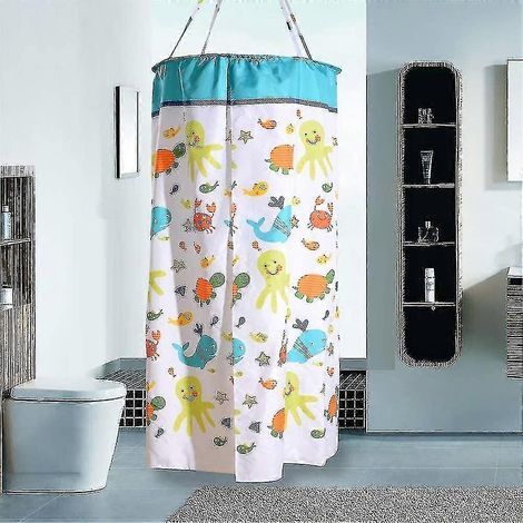 - Rideau de douche rond en polyester, isolant thermique, épais, double fermeture éclair, diamètre 100 cm x longueur 200 cm (1/3)