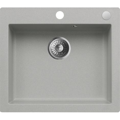 Granitspüle - Spülbecken - Küchenspüle - 57 x 50 cm - Beton - Einbauspüle - Hochwertig, Kratzfest, Modern, Platzsparend, mit Siphon, Mojito 60 (1/5)