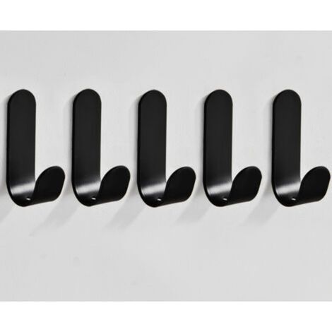 5 Stück Selbstklebende Wandhaken, Geschirrtuchhalter Küche, Handtuchhalter Bad, Selbstklebende Haken Spurlos, Wandbefestigung Ohne Bohren, Wandhalterung, Klebehaken, Schwarz (1/5)