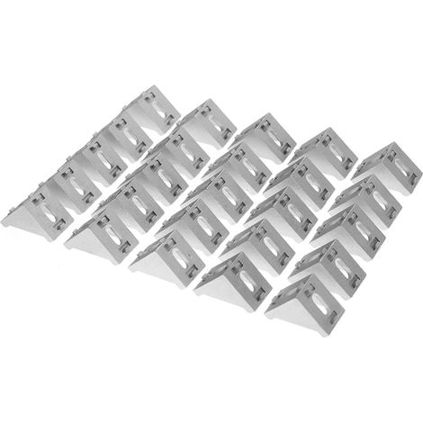Support d'angle, 3030 Support d'angle en forme de L en aluminium Fixation d'angle droit Support d'angle en aluminium, 25 pièces (1/5)
