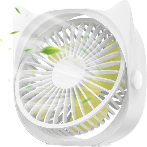 1 Mini ventilateur, 3 vitesses, rotation 360°, silencieux, USB, pour bureau, maison, ordinateur (1/5)