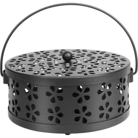 Support Bobine Moustique Porte-Spirale Anti-moustiques Porte-encens Portable Conteneur de Boîte Mosquito Porte-encens en Métal Brûleur D'encens pour Patio Extérieur à Maison, (noir) (1/4)