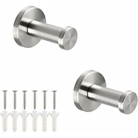 2er-Pack Haken, elegante Wandhalterung aus gebürstetem Edelstahl 304 für Toilettenschränke, Badezimmer, Mantel, Handtuch, Bademantel, 5 cm (1/4)