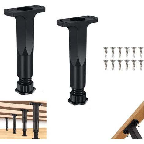 Pied de meuble, adaptés aux lits king size/cartons/canapés/tables - Vis de fixation fournies (Plage réglable 18-28,5 CM) - Pied à vis - Barre (1/5)
