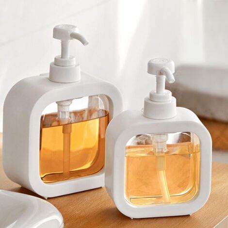 Distribuidor de jabón, dispensador de jabón recargable para cocina y baño, dispensadores de jabón líquido, 500 ml, paquete de 2. (1/4)