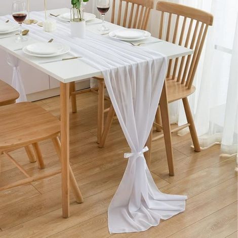 Chemin de Table - - 300 x 70 cm - Rose - Mousseline de Soie - Design Contemporain (1/5)