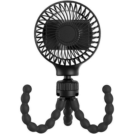 Ventilateur de bureau USB 4Levels Mini en forme de pieuvre avec trépied flexible 9V 4W - Batterie 3000 mAh - Noir (1/4)
