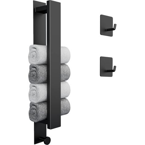 Porte Serviette Salle de Bain, Auto Adhésif Porte Serviette Murale, Serviette Barre 304 Acier Inoxydable, pour Salles de Bains Et Cuisines-Noir Mat (1/5)