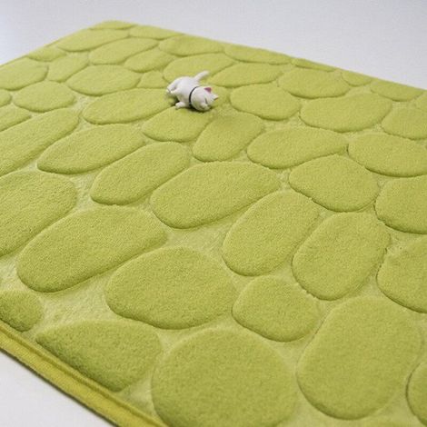 Tapis de bain en polaire corail (lot de 2) - Tapis de douche absorbant - Tapis de bain - Tapis décoratif - Antidérapant - Convient pour la salle de bain et le salon, vert gazon, 40 x 60 cm (1/5)