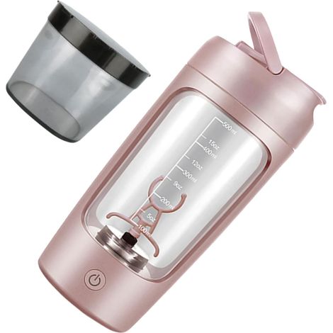 Shaker protéines 650 ml rechargeable, compartiment poudre intégré, stockage bureau smoothies (1/4)