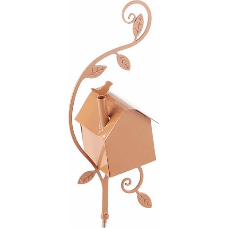 Nichoir en métal avec poteau, piquet en bois pour jardin, décoration extérieure, support de nichoir en métal antique, taille D (taille unique). (1/5)