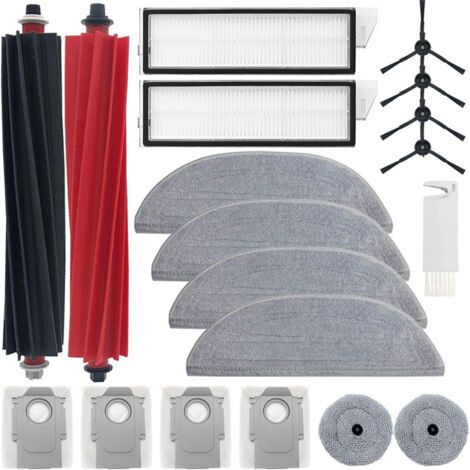 Pièces détachées pour Roborock S8 MaxV Ultra - Kit de 19 accessoires comprenant des brosses latérales, des brosses principales, un filtre, des sacs à poussière, des lingettes latérales et des lingette