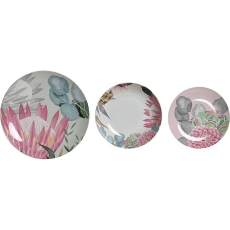 Vaisselle Set 18 Porcelaine 27X27X3 Tropical Vert (1/5)