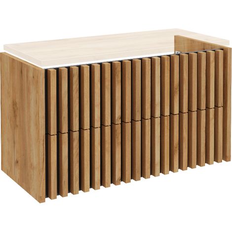 Waschtischunterschrank 100cm für Waschtischplatte LUCCA-107 in Eiche mit schwarz, B/H/T: ca. 100/60/45 cm (1/5)
