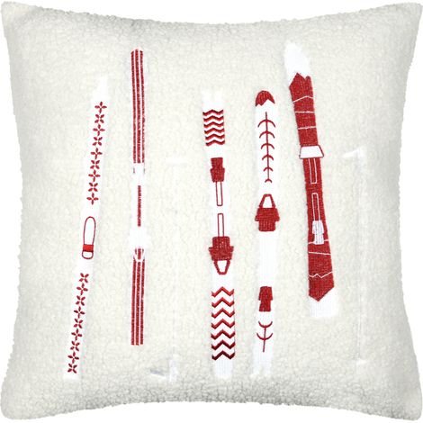 Coussin décoratif - Effet bouclette style montagne Rouge 45x45 cm (1/2)
