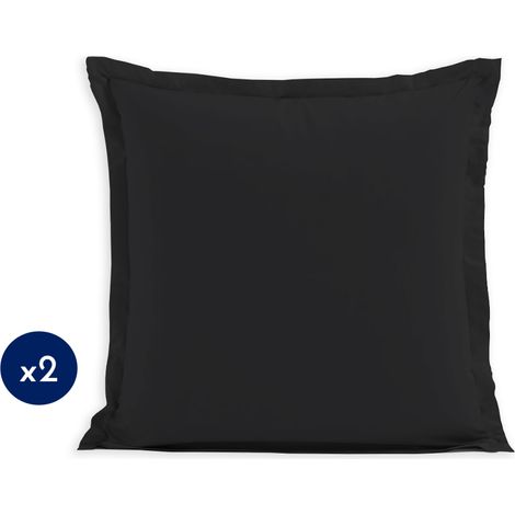 Lot de 2 taies d'oreiller carrées 63x63 cm – 100% coton 57 fils – Souples et résistantes – Fermeture à rabat portefeuille – Home Linge Passion