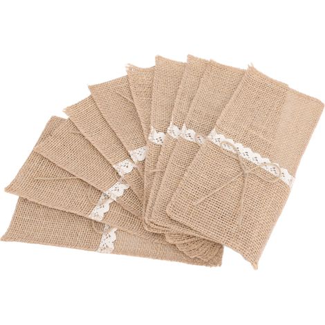 20 Sacs de Rangement pour Couverts en Jute avec Broderie, Parfaits pour Mariages Rustiques, Anniversaires et Événements (1/5)