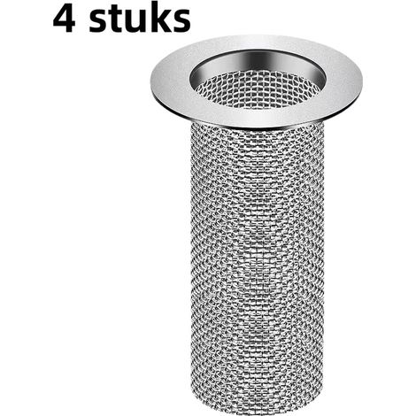 Bonde de sol de salle de bain en acier inoxydable 4 pièces - convient pour lavabo, évier, salle de bain, toilettes, canalisation d'égout bouchée par les cheveux - grande longueur - argent (1/5)