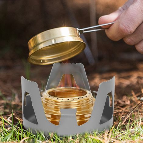 Réchaud de camping compact à alcool, léger pour randonnée et pique-nique (Gris)