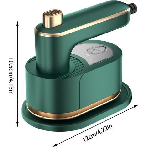 Mini fer à repasser pliable avec spray pour vêtements, fer à vapeur portable – Support pour le repassage à sec et humide pour la maison et les voyages(vert) (1/3)