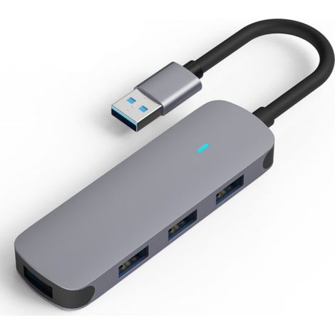 USB-A-Adapter – 4-in-1-USB-Splitter-Hub – USB 3.0-Hub – 5 Gbit/s – USB-A auf 4-Port-USB-A-Splitter für Dell, Lenovo, HP, Acer, Windows und andere Laptops – Universal – Aluminium (1/4)
