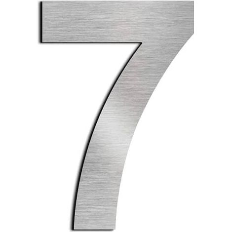 Numero 7 adhesivo en acero inoxidable 7.5 cm Gris (1/2)