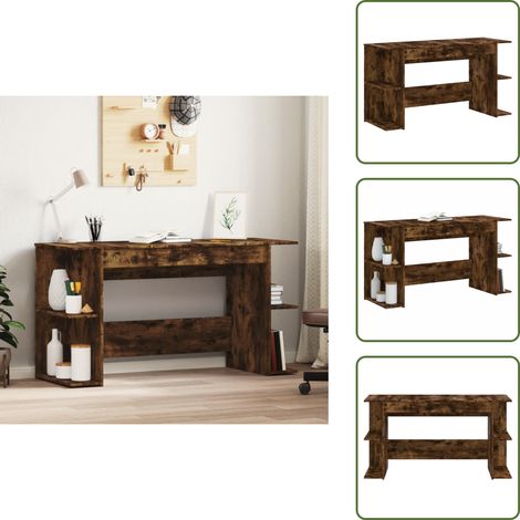 Schreibtisch Räuchereiche 140x50x75 cm Holzwerkstoff - Bürostuhl - Schreibtisch - Home Office - Arbeitsplatz - Holztisch (1/5)