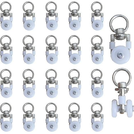 20 roulettes métalliques pour tringles à rideaux, rails coulissants, roulettes pour rideaux, rails de douche coulissants, pour rideaux