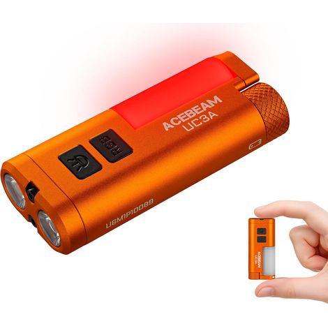 Lampe Torche Rechargeable EDC AAA, 900 Lumens, Mini Lampe Torche à Sources Multiples avec Camping et 9 Lumières RGB, Petite Lampe de Poche Plate LED, Lampe Torche LED Ultra Puissante, Orange (1/5)