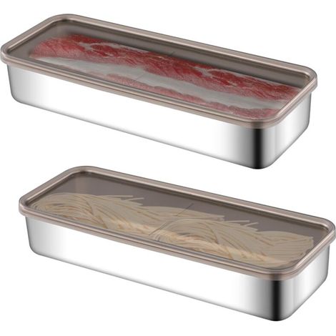 2 Pièces Boite a Charcuterie pour Frigo, Boite Conservation Alimentaire Jambon Boite Rangement Fromage Boîtes a Charcuterie Fresh avec Couvercle pour Réfrigérateur et Congélateur (26,5104,6cm) (1/5)