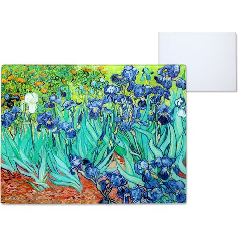 Schneidebrett aus Glas, Küchenständer, Van Gogh, Irisblüten (1/4)