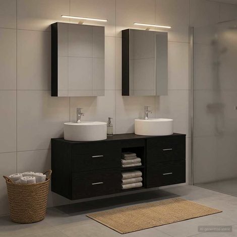 vidaXL Bathroom Furniture Set 5 pcs Black Oak (1/5)