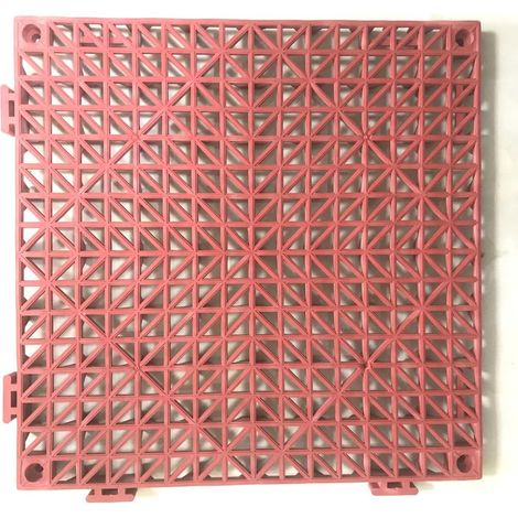 MINKUROW Confezione da 2 tappetini modulari ad incastro 30 x 30 cm, tappetino drenante per piscina, patio, balcone, cortile, area per animali domestici, area di lavaggio (rosso) (1/5)