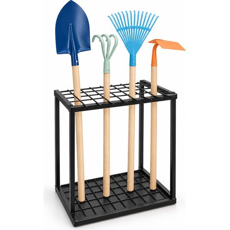 Relaxdays Support pour outils de jardin, pour 36 outils à long manche, garage & abri, support pour outils, acier, noir (1/5)
