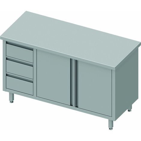 Table Armoire Inox - 2 Portes & 3 Tiroirs - Gamme 600 - Stalgast