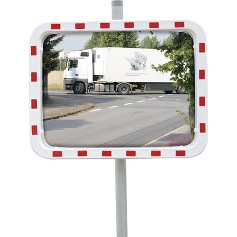 Rétroviseur de circulation H600xB800mm en plastique, rouge/blanc 22m (1/4)