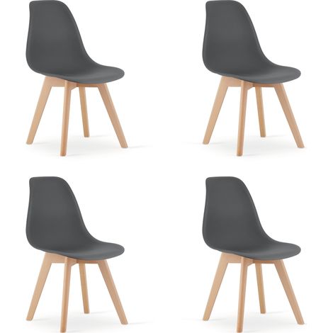 Silla KITO gris oscuro / patas naturales x 4 (1/5)