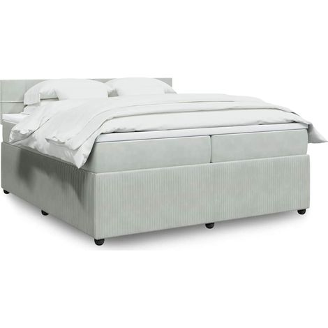 vidaXL Sommier à lattes de lit et matelas Gris clair 200x200cm Velours (1/5)