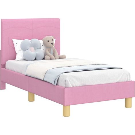 Cadre de lit rose pour enfant avec tête de lit, 70 x 140 cm (1/5)
