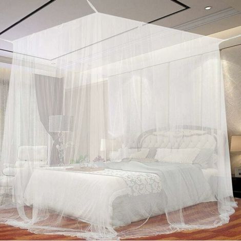 1pc White Mosquito Net 190 x 210 x 240cm for Bed, Large Square Mosquito Net for Extra Large Bed, Indoor and Outdoor Canopy Mosquito Net for Single and Double Beds MUMU (1/4)