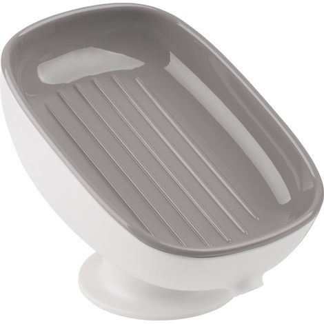 Porte-savon autonettoyant pour lavabo, vasque rectangulaire, porte-savon pour baignoire et cuisine - gris (1/3)