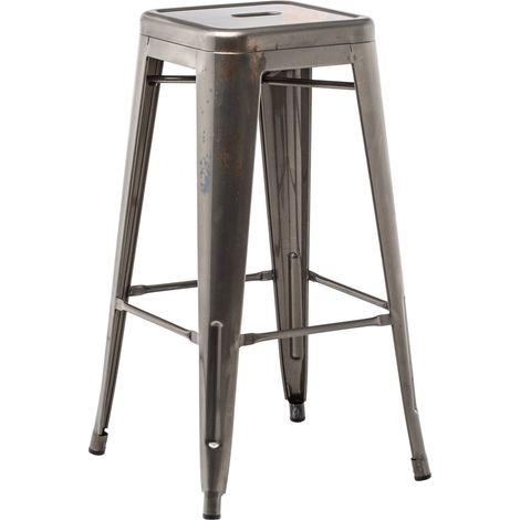 SKLUM Hochstapelbarer Barhocker aus Stahl Lix Gebürstetes Grau ↑75 cm