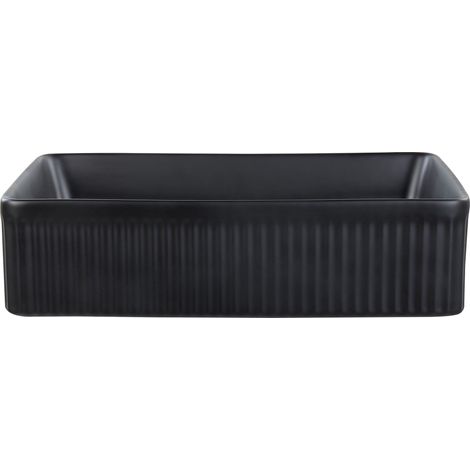 Lavabo da appoggio per bagno in ceramica opaca 500 x 340 mm Nero Geldo (1/5)