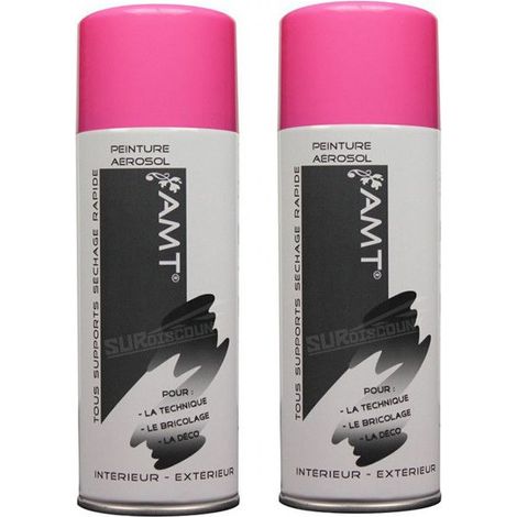 Bombe de Peinture - AMT - Rose Tagada - 330ml - Lot de 2 - Acrylique Intérieur/Extérieur (1/2)