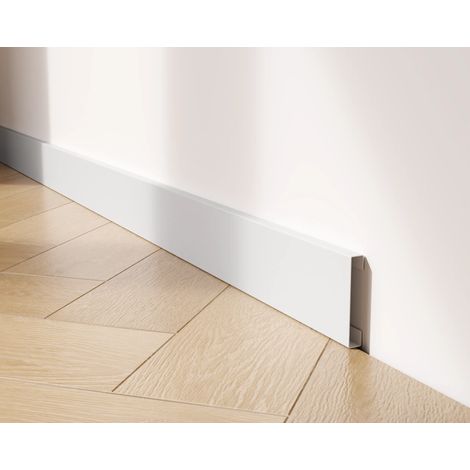 Plinthe -FC en acier inoxydable 60 mm x 2700 mm - blanc mat