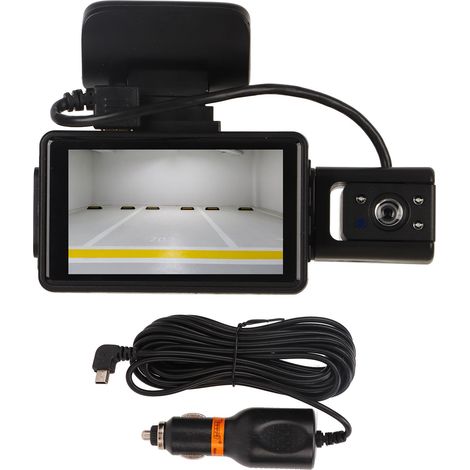 Caméra embarquée pour voiture avec écran IPS 3 pouces HD, rotation à 360°, double objectif avant et arrière, capteur G et vision nocturne. (1/5)