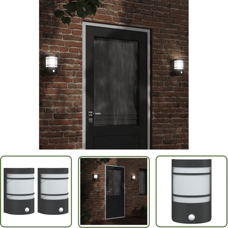 The Living Store Außenwandleuchten mit Bewegungsmelder 2 Stk. Schwarz Edelstahl - Outdoor-Beleuchtung - Wandleuchte - Bewegungsmelder - Edelstahl - Glas (1/5)