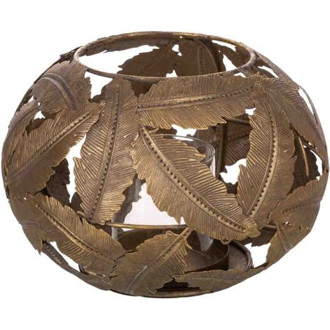 Portavelas de metal dorado 21x21x14 (1/5)